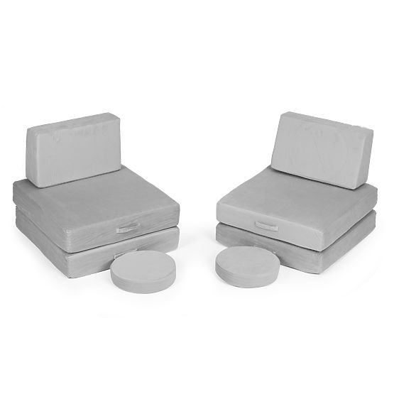 Canapea modulară mare pliabilă pentru copii DIY cu 8 perne moi - gri ECOTOYS