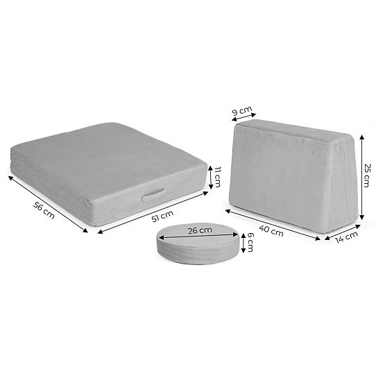 Canapea modulară mare pliabilă pentru copii DIY cu 8 perne moi - gri ECOTOYS