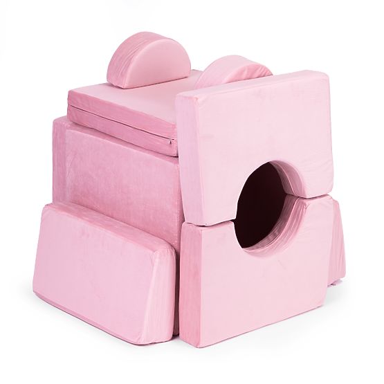 Canapea modulară mare pliabilă pentru copii pentru 2 persoane DIY 10 perne moi - roz ECOTOYS