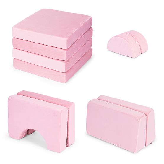 Canapea modulară mare pliabilă pentru copii pentru 2 persoane DIY 10 perne moi - roz ECOTOYS