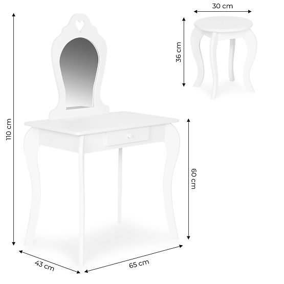 Mare măsuță de toaletă pentru fete cu oglindă ECOTOYS