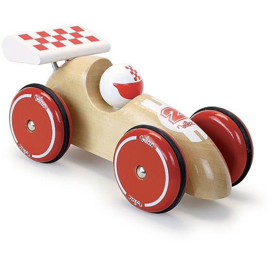 Vilac Mașină de curse XL naturală cu aripă albă