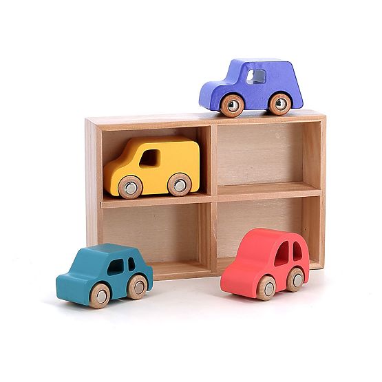 Vilac Set de 4 mașinuțe din lemn City Vilacity