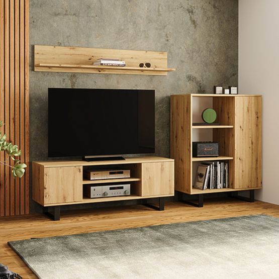 Vitrină Fondi cu picioare metalice Stejar artisan