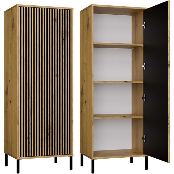 Vitrină KAMARO 1DD SLIM STEJAR ARTISAN Panou Frontal Lamelar