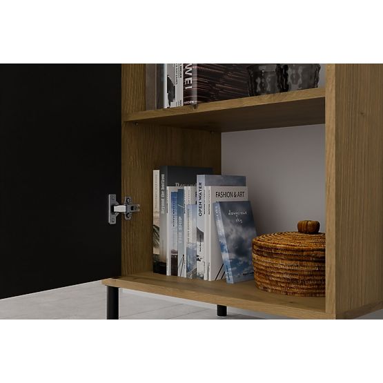 Vitrină KAMARO 1DD SLIM STEJAR ARTISAN Panou Frontal Lamelar