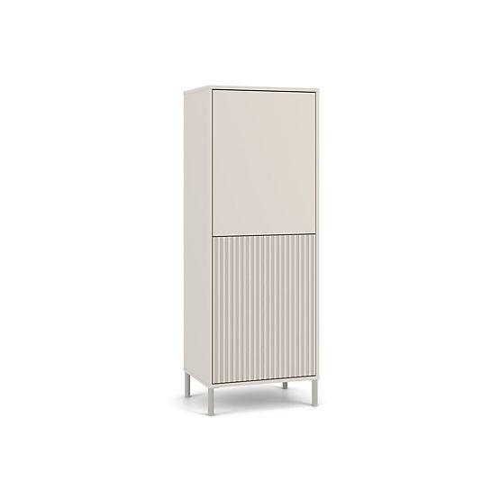 Vitrină KAMARO 2DK SLIM/SMOOTH CAȘMIR Lamelat Canelat + Panou Frontal Clasic