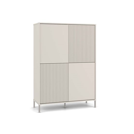 Vitrină KAMARO 4DK SLIM/KAȘMIR NETED 4 Uși Laminate Striate + Clasice Frontale