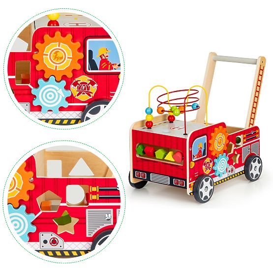 Walker din lemn - camion de pompieri