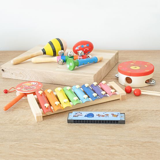 Xylophonic - Set de 7 instrumente muzicale din lemn