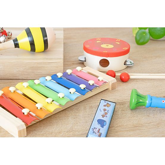Xylophonic - Set de 7 instrumente muzicale din lemn