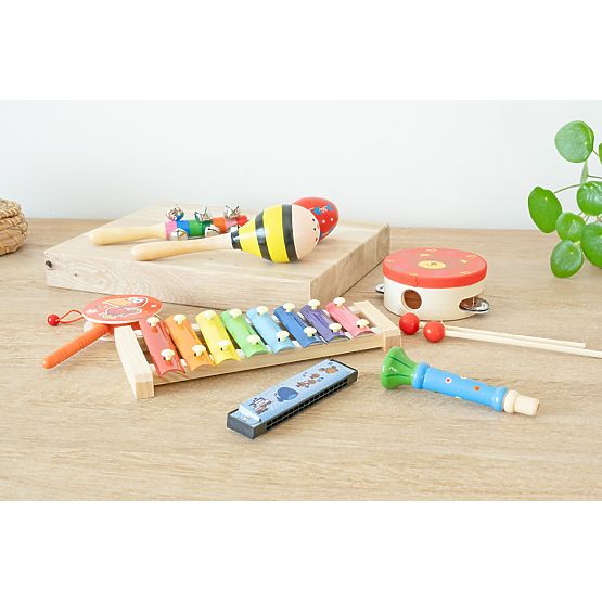 Xylophonic - Set de 7 instrumente muzicale din lemn