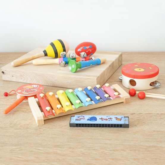 Xylophonic - Set de 7 instrumente muzicale din lemn