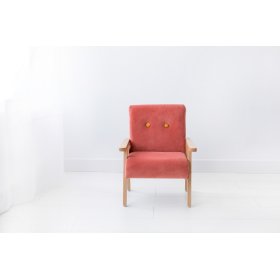 Fotoliu retro copii Velvet - coral, Modelina Home