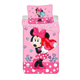 Lenjerie de pat copii 140 x 200 cm + 70 x 90 cm Minnie hearts, Sweet Home, Minnie Mouse