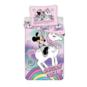 Lenjerie de pat copii 140 x 200 cm + 70 x 90 cm Minnie unicorn, Sweet Home, Minnie Mouse