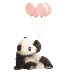 Decorațiune de perete DEKORNIK – panda cu baloane roz, Dekornik