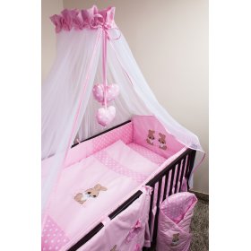 Set de așternuturi de pat pentru copii 120 x 90 cm.cu tema unui iepuraș roz