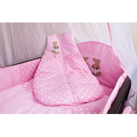 Set de așternuturi de pat pentru copii 120 x 90 cm.cu tema unui iepuraș roz