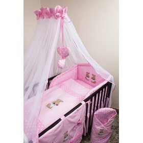 Set de lenjerie de pat pentru pătuțuri 135 x 100 cm cu motivul unui iepuraș roz, Ankras