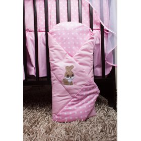 Set de lenjerie de pat pentru pătuțuri 135 x 100 cm cu motivul unui iepuraș roz