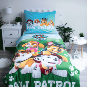 Lenjerie de pat cu efect luminos Paw Patrol 140 x 200 cm + 70 x 90 cm, Sweet Home, Paw Patrol