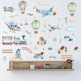 Autocolante de perete - Avioane și baloane