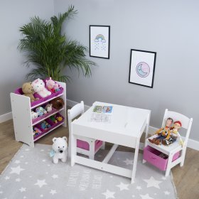 Masa pentru copii Ourbaby cu scaune cu box roz