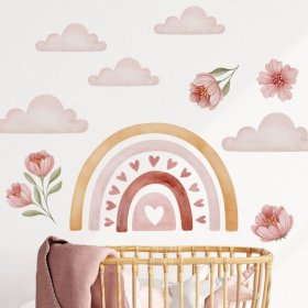 Autocolant de perete - Curcubeu cu flori, Housedecor