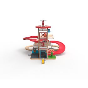 2Kids Toys Garaj din lemn cu pistă de tren