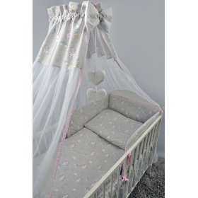 Baldachin peste pătuț – model cu ponei gri