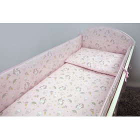 Set de lenjerie de pat pentru pătuțurile de copii 135 x 100 cm cu tematica unor ponei-roz, Ankras