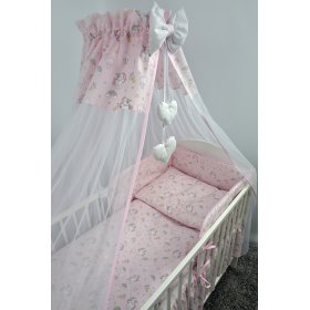 Set de lenjerie de pat pentru pătuțurile de copii 135 x 100 cm cu tematica unor ponei-roz