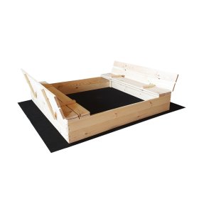 Sandpit cu blocare pentru copii, cu bănci - 120x120 cm
