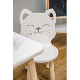 Masă pentru copii cu scaune - Pisică - albă