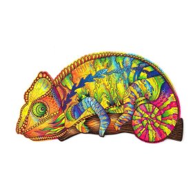 Puzzle colorat din lemn - cameleon