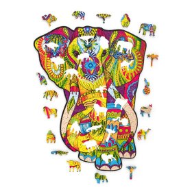 Puzzle colorat din lemn - elefant