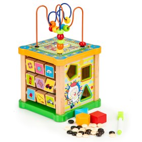 Cub educativ din lemn cu labirint, EcoToys