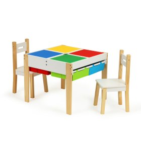 Masă din lemn pentru copii cu scaune Creative, EcoToys