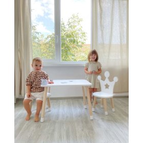 Masă pentru copii cu scaune - Coroană - albă, Ourbaby