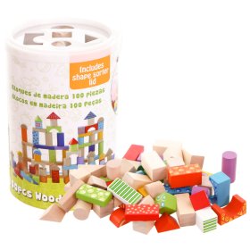 Blocuri de lemn colorate 100 buc, EcoToys