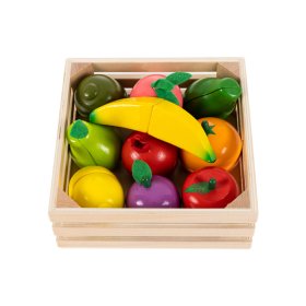 Set de fructe din lemn într-o ladă, EcoToys