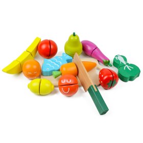 Fructe și legume din lemn pentru feliat, EcoToys