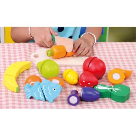 Fructe și legume din lemn pentru feliat, EcoToys