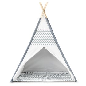 Cort pentru copii Teepee - gri-alb, EcoToys