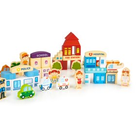 Set din lemn - Fun city 120 buc, EcoToys