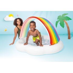 Piscina gonflabila pentru copii cu acoperis curcubeu, INTEX