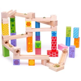 Bigjigs Toys Pista de bile din lemn colorată, Bigjigs Toys