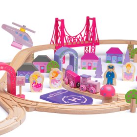 Bigjigs Rail Linie mare de tren prințesă din lemn, Bigjigs Rail