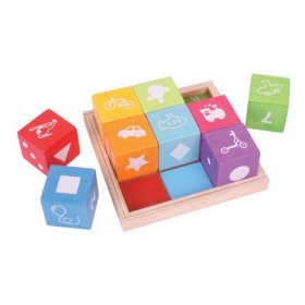 Bigjigs Baby Blocuri de lemn cu poze, Bigjigs Toys